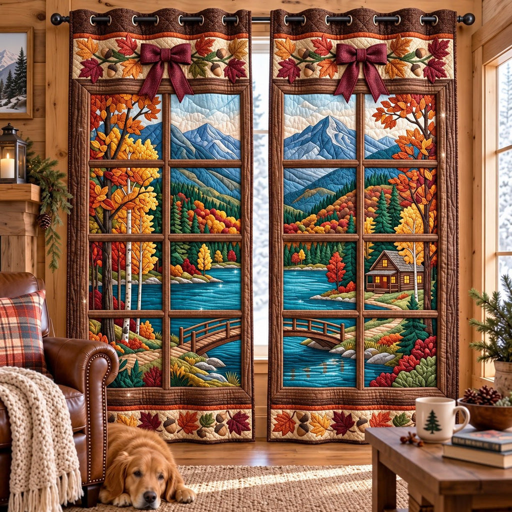 Autumn Mountain Quilted Door Curtain printed door curtain