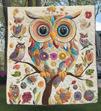 Autumn Owl Quilted Blanket printed blanket