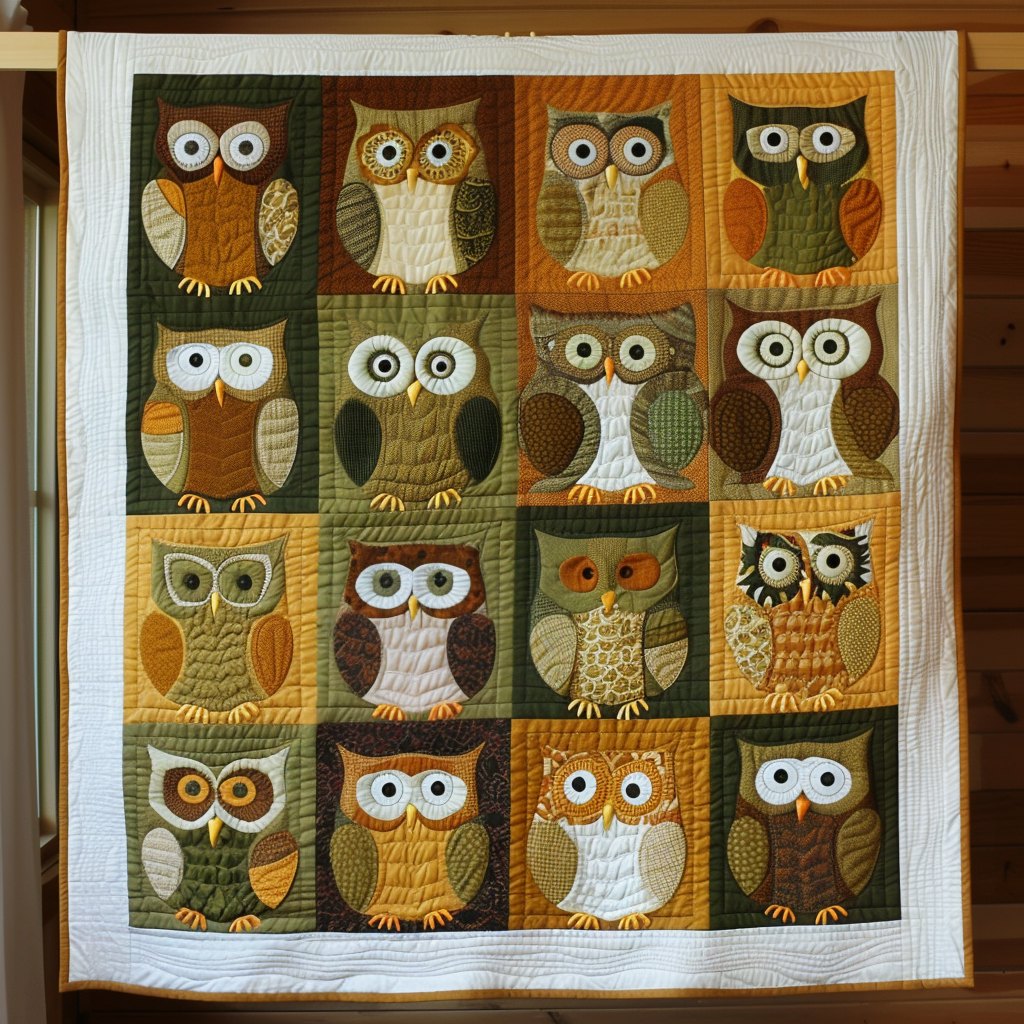 Autumn Owls Quilted Blanket printed blanket