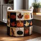 Autumn Patchwork Charm Quilted Laundry Hamper printed laundry hamper
