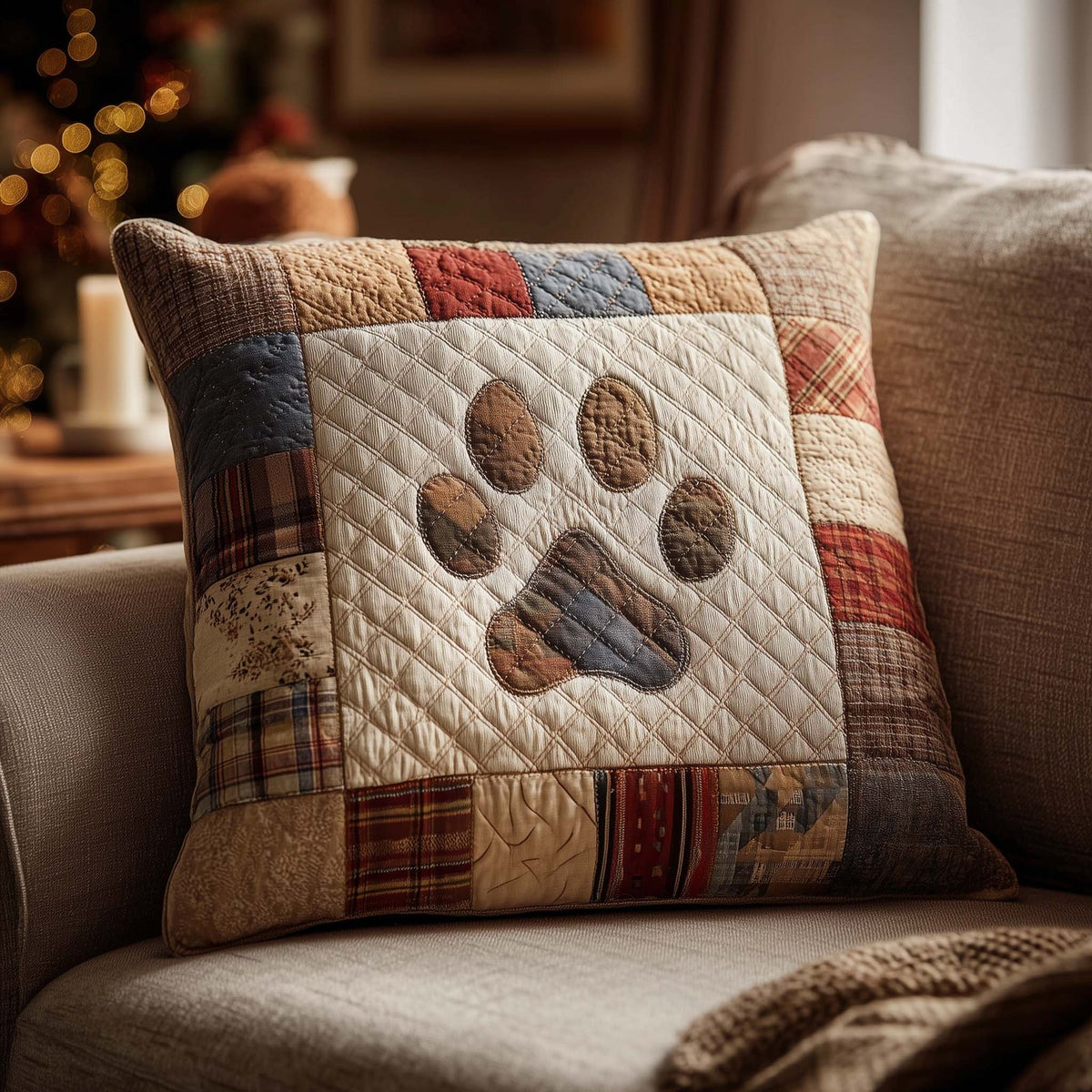 Autumn Paw Quilted Cushion Cover printed cushion cover