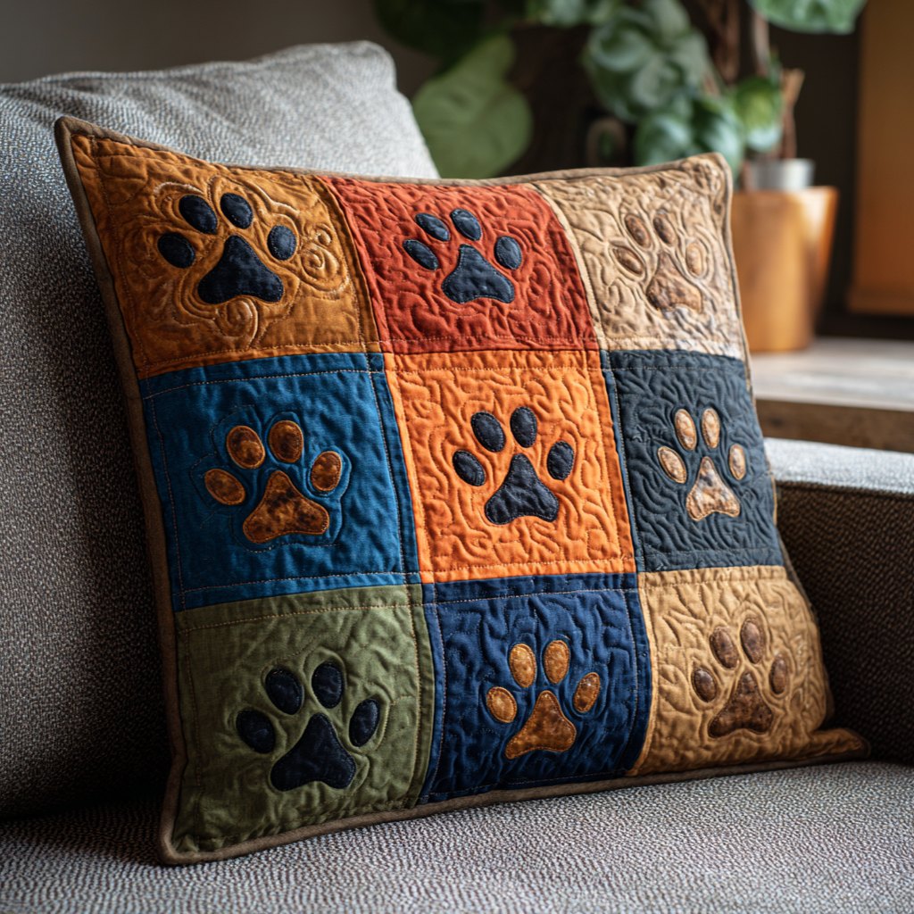 Autumn Paws Quilted Cushion Cover printed cushion cover