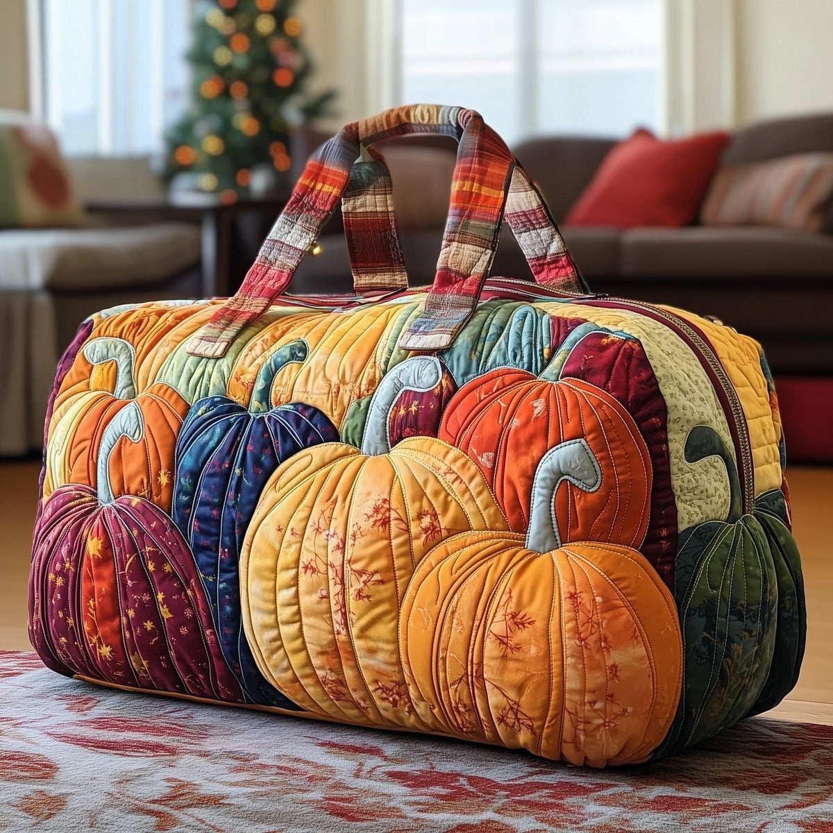 Autumn Pumpkin Quilted Duffle Bag printed duffle bag