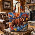 Autumn Ridge Wanderer Quilted Tote Bag printed quilted tote bag