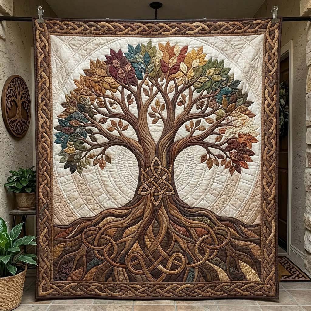 Autumn Root Tree Amber printed blanket