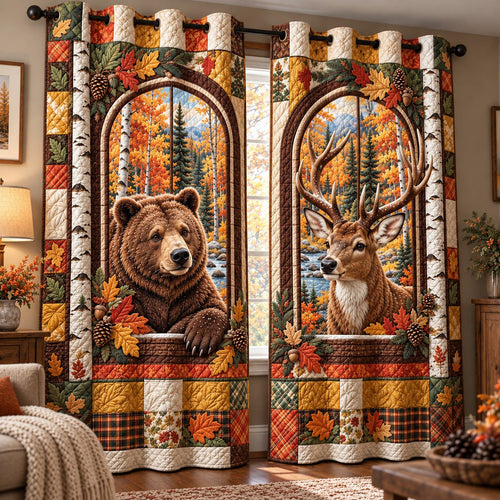 Autumn Rustic Window Quilted Door Curtain