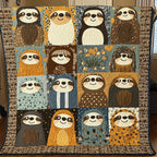 Autumn Sloths Quilted Blanket printed blanket