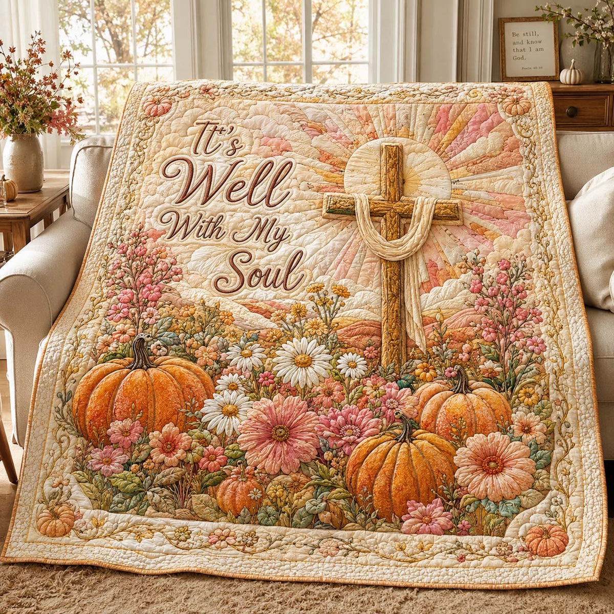 Autumn Soul Peace Quilted Blanket printed blanket