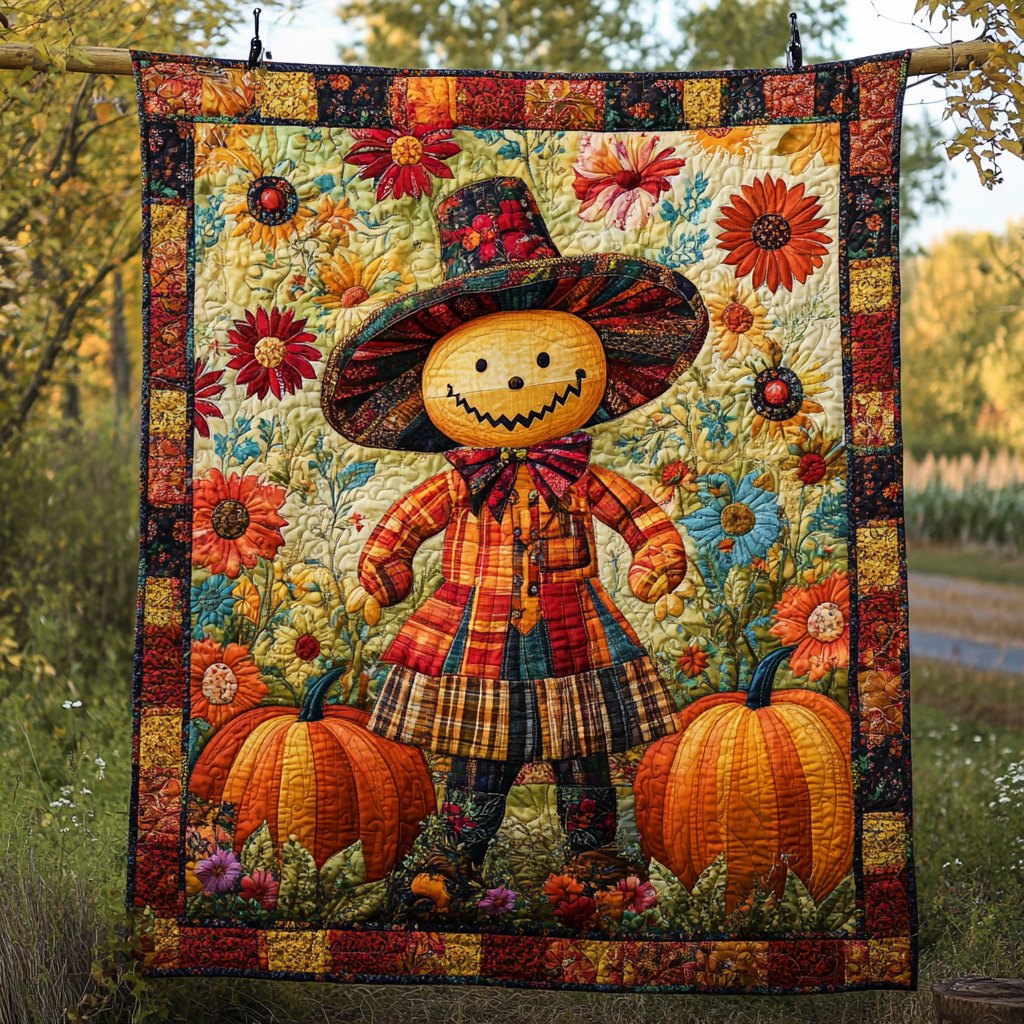 Autumn Splendor Scarecrow Quilted Blanket printed blanket