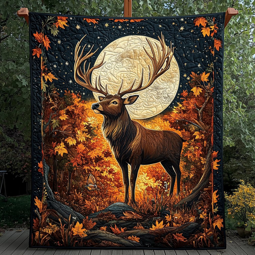 Autumn Stag Quilted Blanket printed blanket
