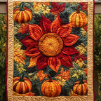 Autumn Sunflower Harvest Quilted Blanket printed blanket