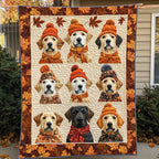Autumn Themed Labrador Quilted Blanket printed blanket