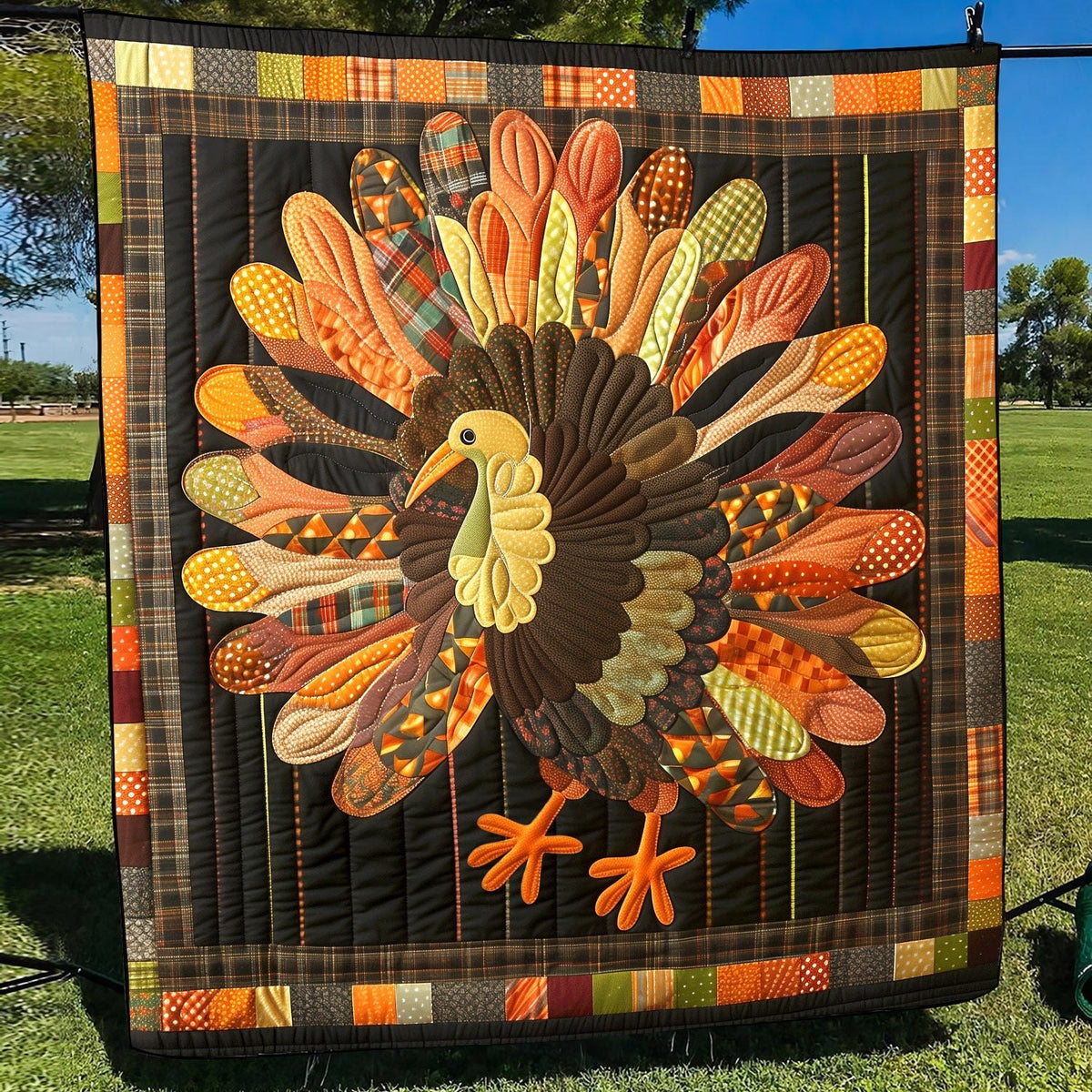 Autumn Turkey Quilted Blanket printed blanket
