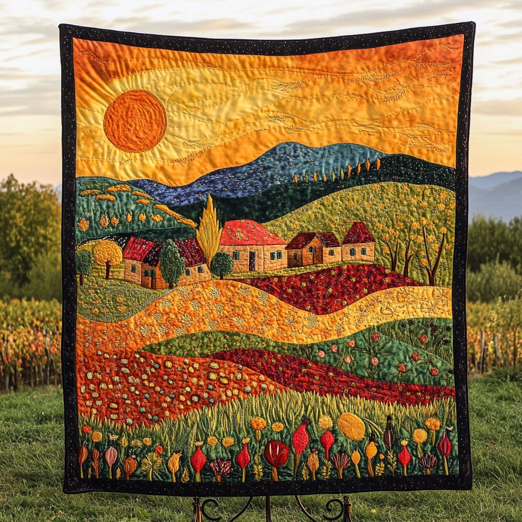 Autumn Village Quilted Blanket printed blanket
