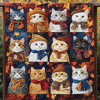 Autumn Whiskers Quilted Blanket printed blanket