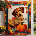Autumn Wiener Walk Quilted Blanket printed blanket