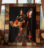 Autumnal Doberman Dreams Quilted Blanket printed blanket