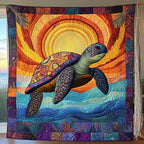 Awakening of the Sea Turtle Quilted Blanket printed blanket