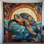 Awakening of the Sea Turtle Quilted Blanket printed blanket