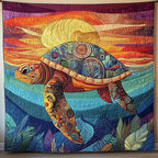 Awakening of the Sea Turtle Quilted Blanket printed blanket