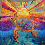 Awakening of the Sea Turtle Quilted Blanket printed blanket