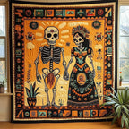 Aztec Skeleton Quilted Blanket printed blanket