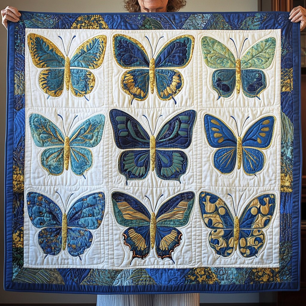 Azure Harmony Quilted Blanket printed blanket