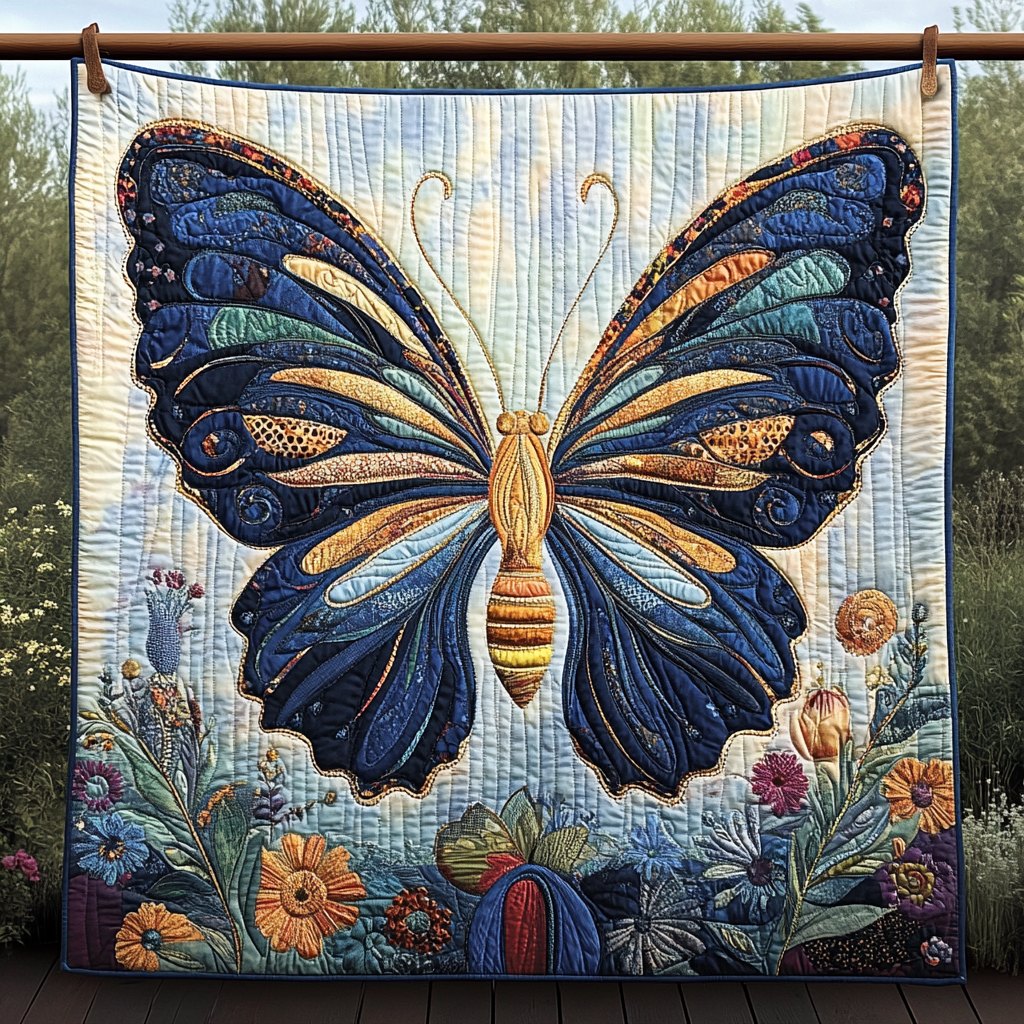 Azure Harmony Quilted Blanket printed blanket