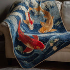 Azure Koi Quilted Blanket printed blanket