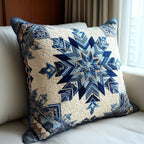 Azure Snowflake Burst Quilted Cushion Cover printed cushion cover