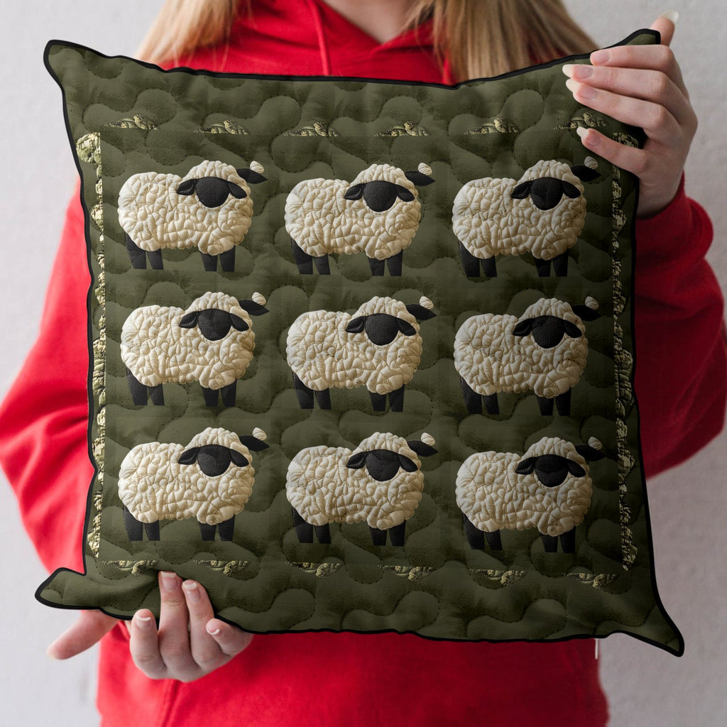 Baa Blessing Quilted Cushion Cover printed cushion cover