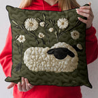 Baa Blessing Quilted Cushion Cover printed cushion cover