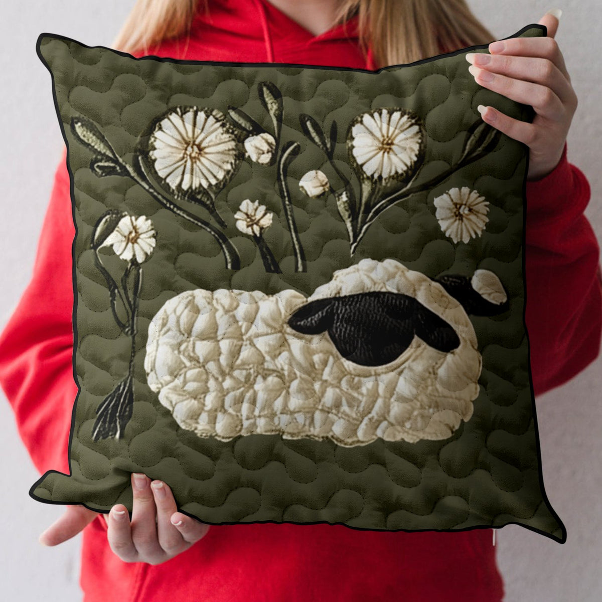 Baa Blessing Quilted Cushion Cover printed cushion cover