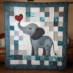 Baby Blue Elephant Quilted Blanket printed blanket