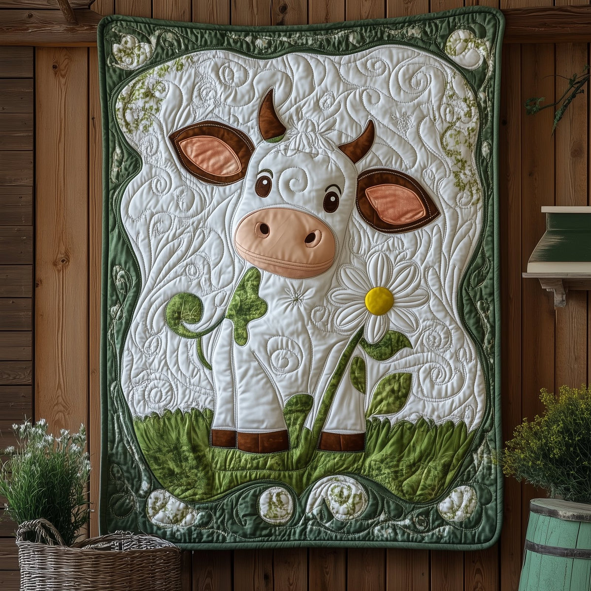 Baby Cow Quilted Blanket printed blanket