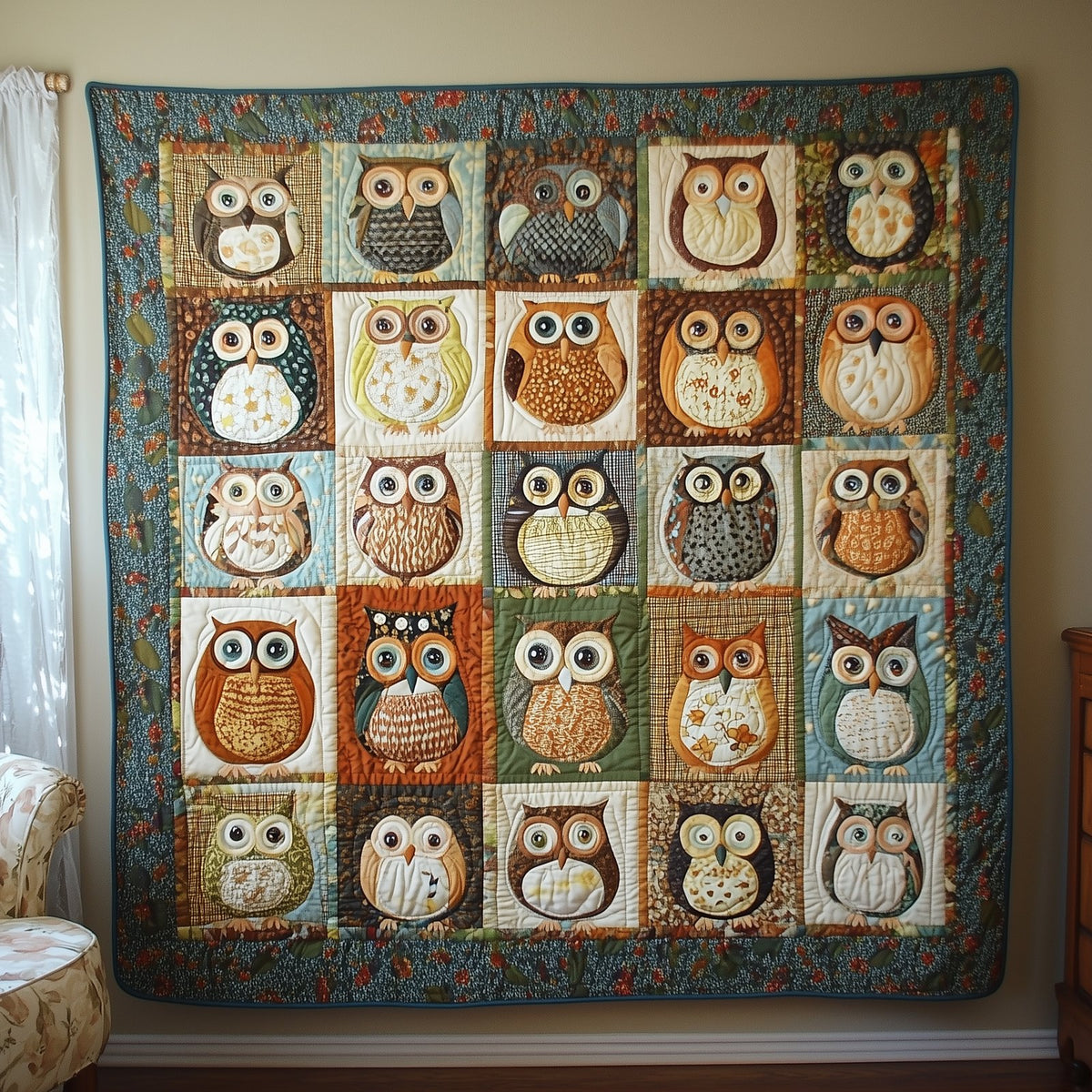 Baby Owls Quilted Blanket printed blanket