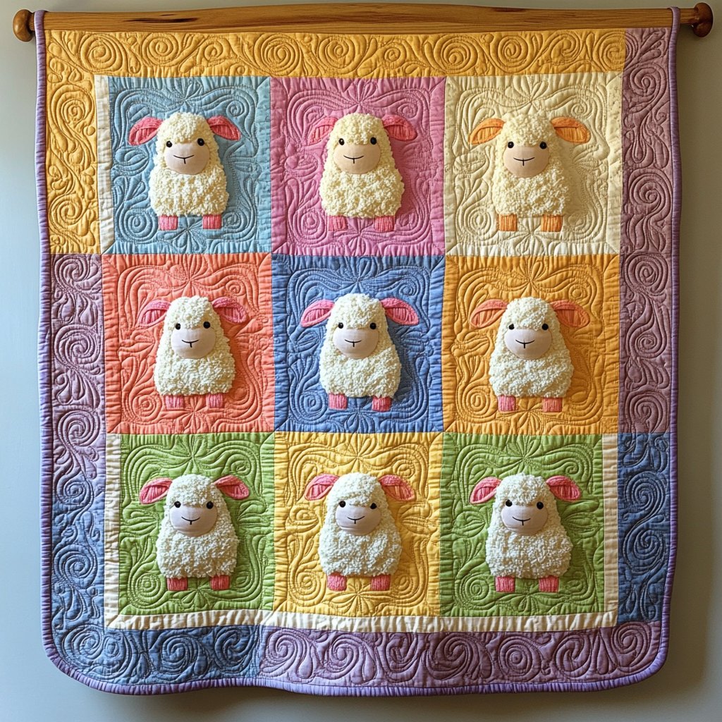 Baby Sheep Quilted Blanket printed blanket