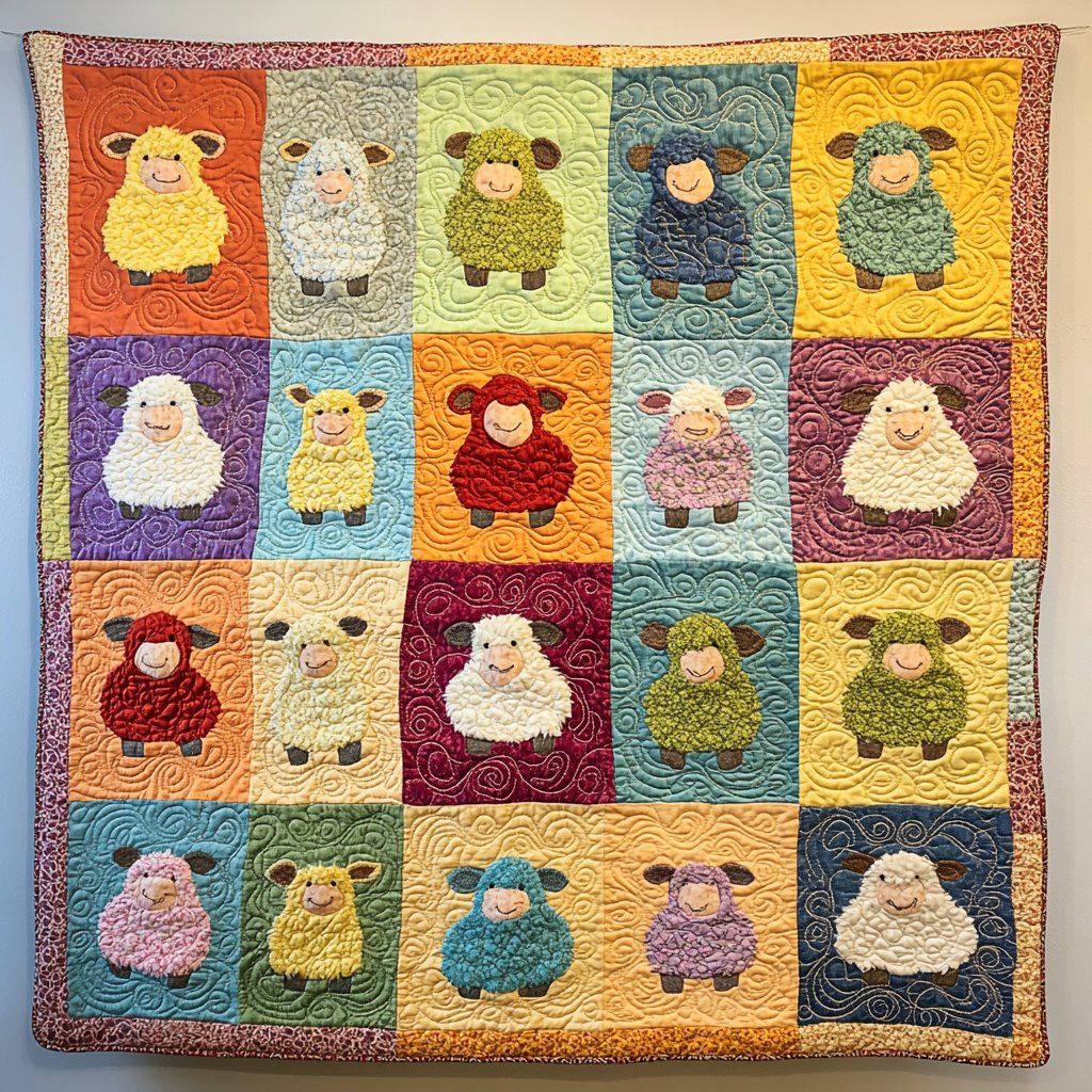 Baby Sheep Quilted Blanket printed blanket