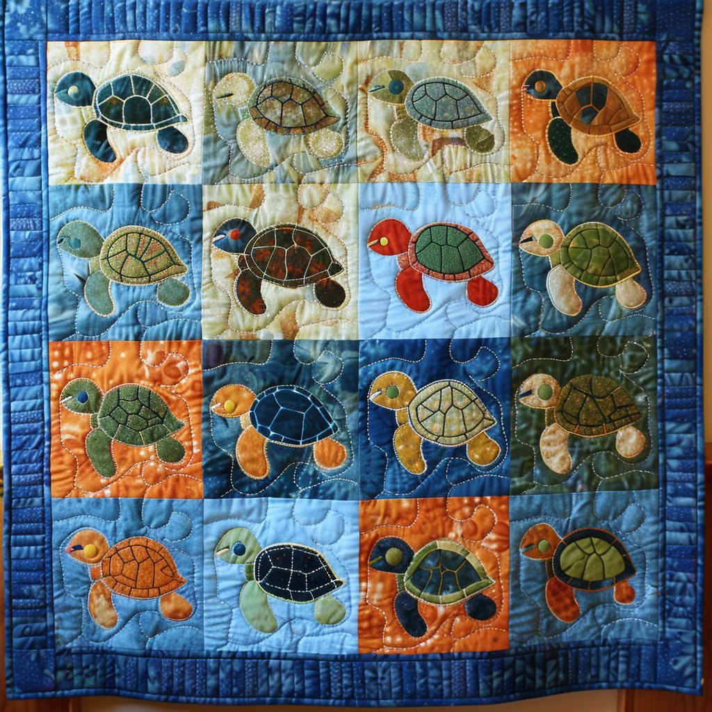 Baby Turtle Quilted Blanket printed blanket
