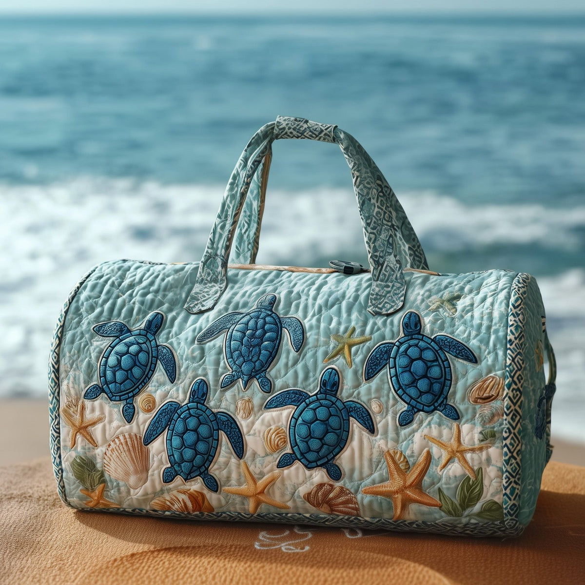 Baby Turtle Quilted Duffle Bag printed duffle bag