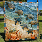 Baby Turtle Voyage Quilted Blanket printed blanket