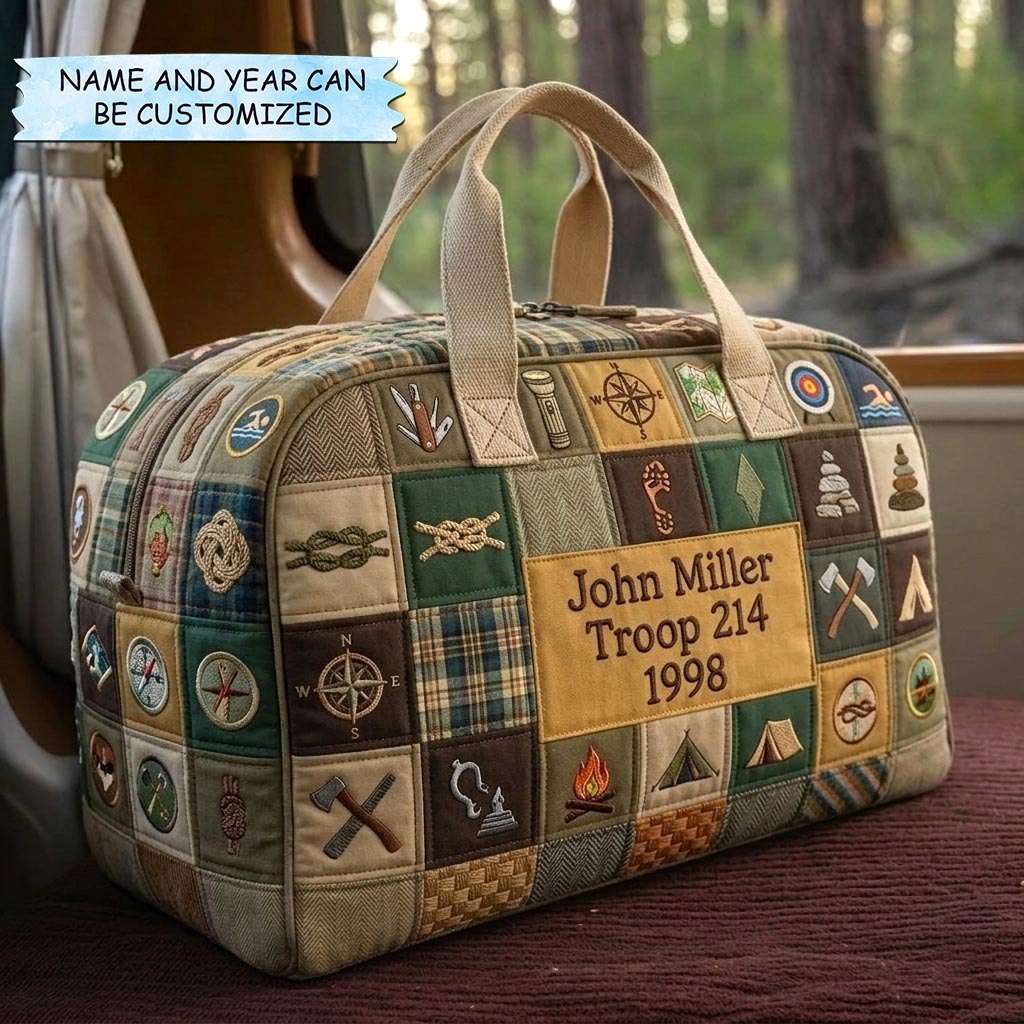 Badge Spirit Quilted Duffle Bag printed duffle bag