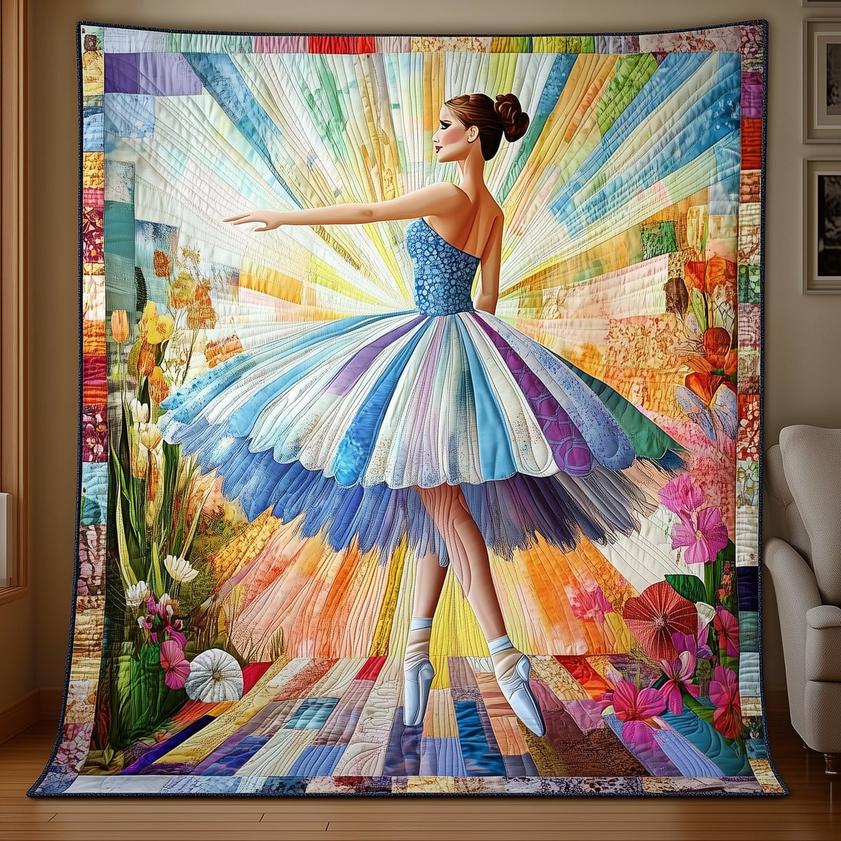 Ballerina Girl Quilted Blanket printed blanket