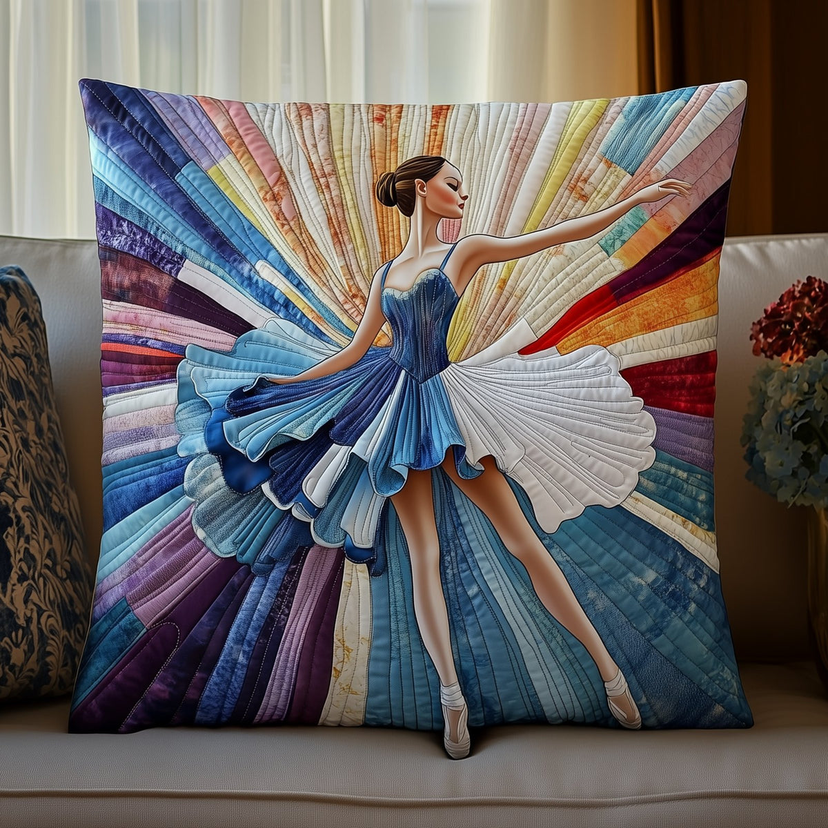 Ballerina Girl Quilted Cushion Cover printed cushion cover
