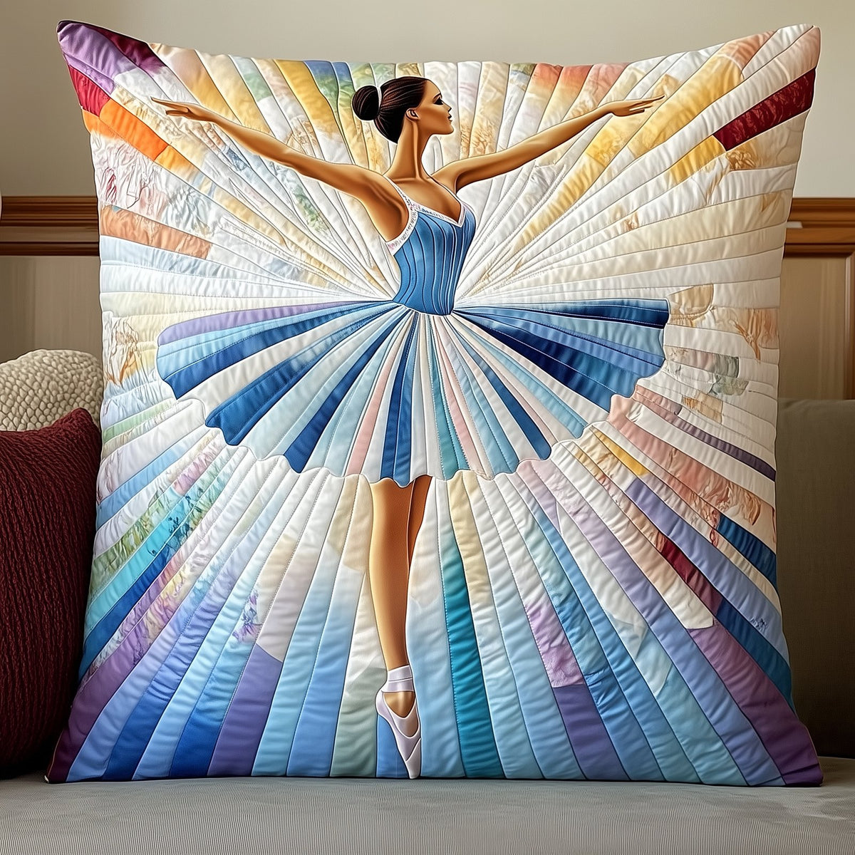 Ballerina Girl Quilted Cushion Cover printed cushion cover