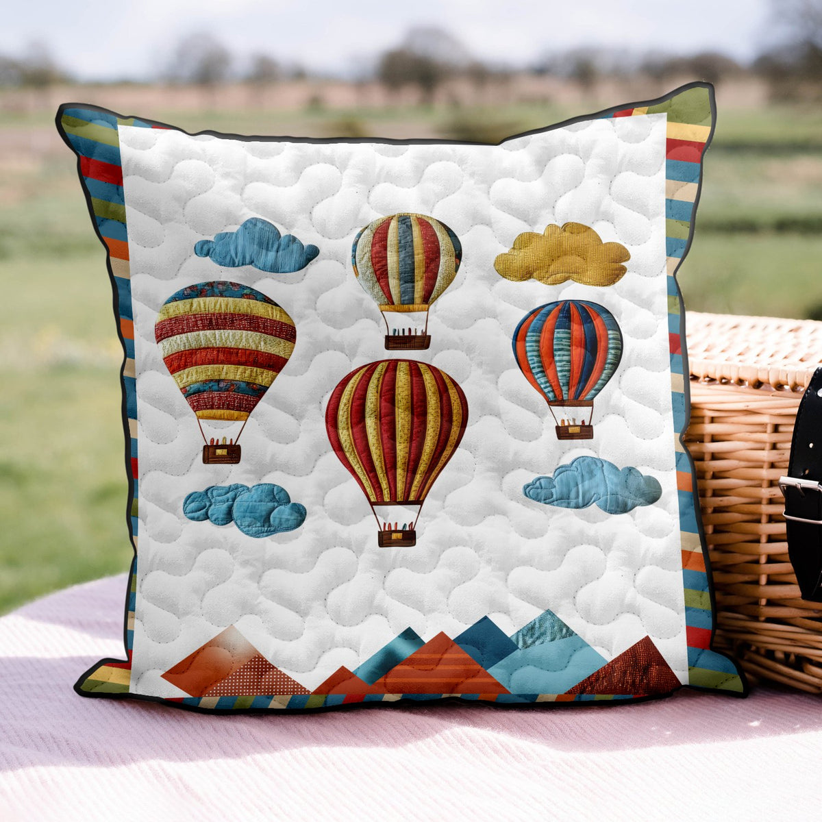 Balloon Breeze Quilted Cushion Cover printed cushion cover