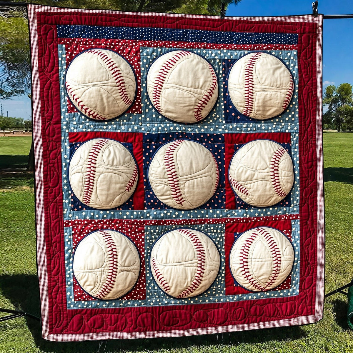 Ballpark Bliss Quilted Blanket printed blanket