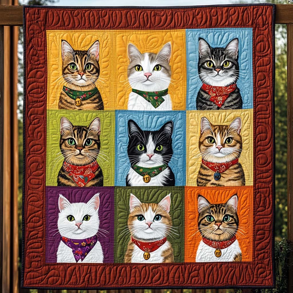 Bandana Felines Quilted Blanket printed blanket