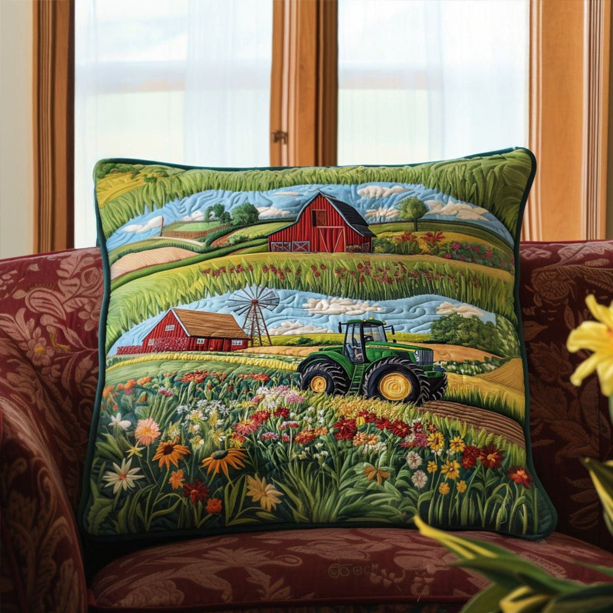 Barn and Bloom Quilted Cushion Cover printed cushion cover