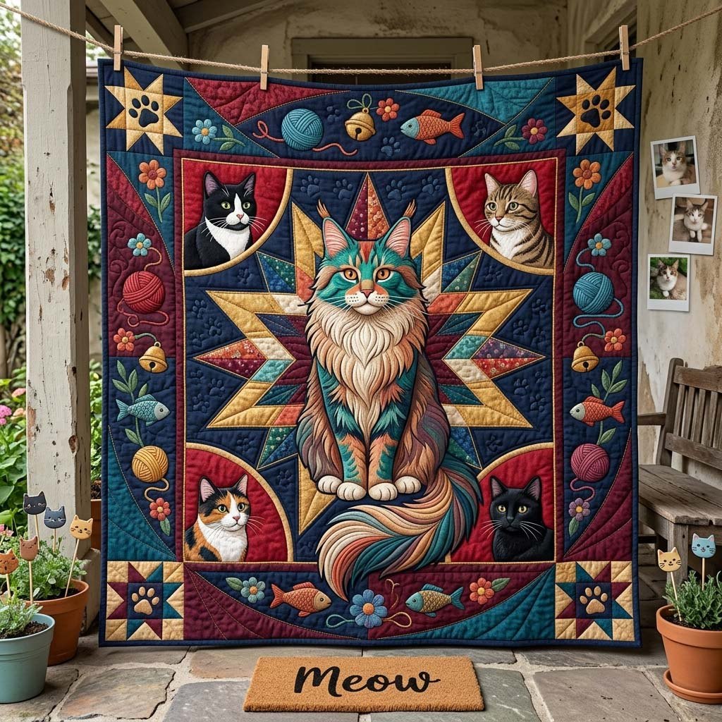 Barn Star Cat Portrait Crown Qulited Blanket printed blanket